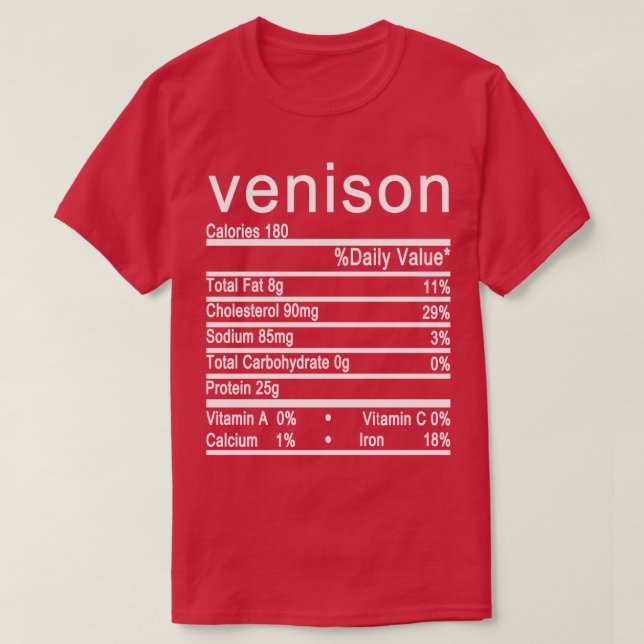 Camiseta etiqueta de datos de nutrición de venado (Diseño del anverso)