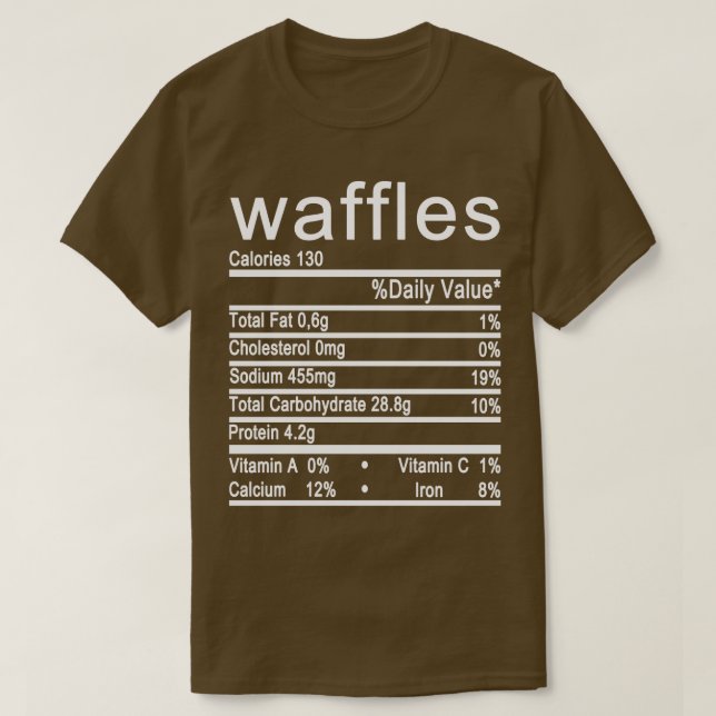 Camiseta etiqueta de datos de nutrición de waffles (Diseño del anverso)
