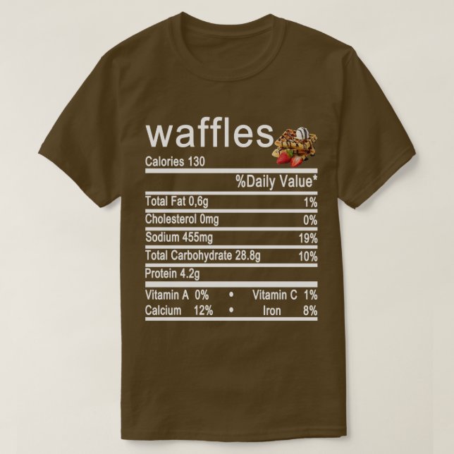Camiseta etiqueta de datos de nutrición de waffles (Diseño del anverso)