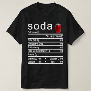 Camiseta etiqueta de datos de nutrición soda