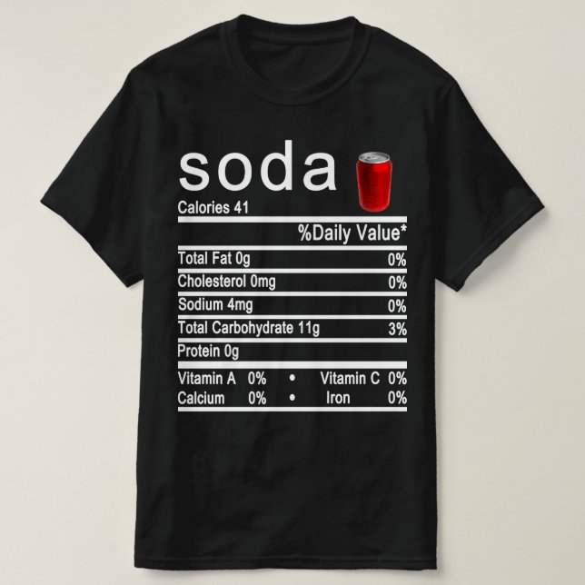 Camiseta etiqueta de datos de nutrición soda (Diseño del anverso)