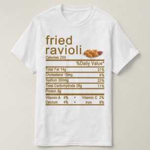 Camiseta etiqueta de datos de ravioli frito Nutrition