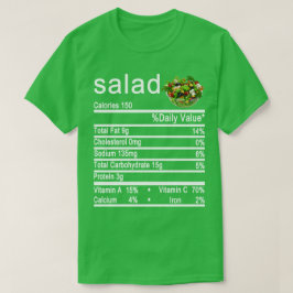 Camiseta etiqueta de datos sobre la nutrición de ensaladas