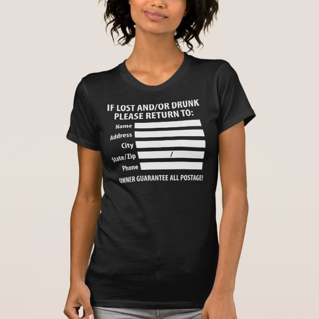 Camiseta Etiqueta de devolución perdida/bebida (Anverso)
