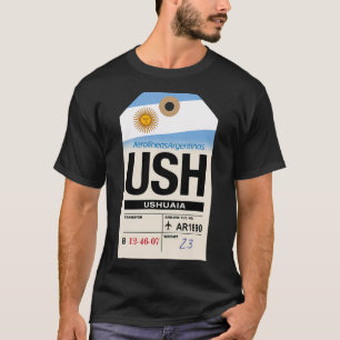 Camiseta Etiqueta de equipaje de aerolínea Ushuaia (Ush) Ar