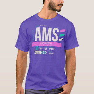 Camiseta Etiqueta de equipaje de código del aeropuerto AMS 