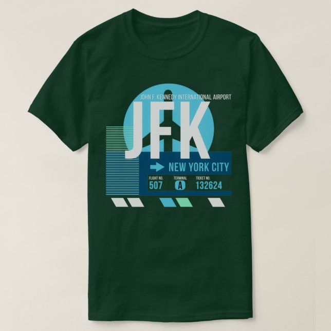 Camiseta Etiqueta de equipaje de código del aeropuerto JFK  (Diseño del anverso)
