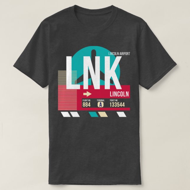 Camiseta Etiqueta de equipaje de código del aeropuerto Linc (Diseño del anverso)