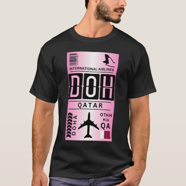 Camiseta Etiqueta de equipaje del aeropuerto de Qatar (Anverso)
