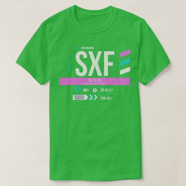 Camiseta Etiqueta de equipaje del código del aeropuerto SXF (Diseño del anverso)
