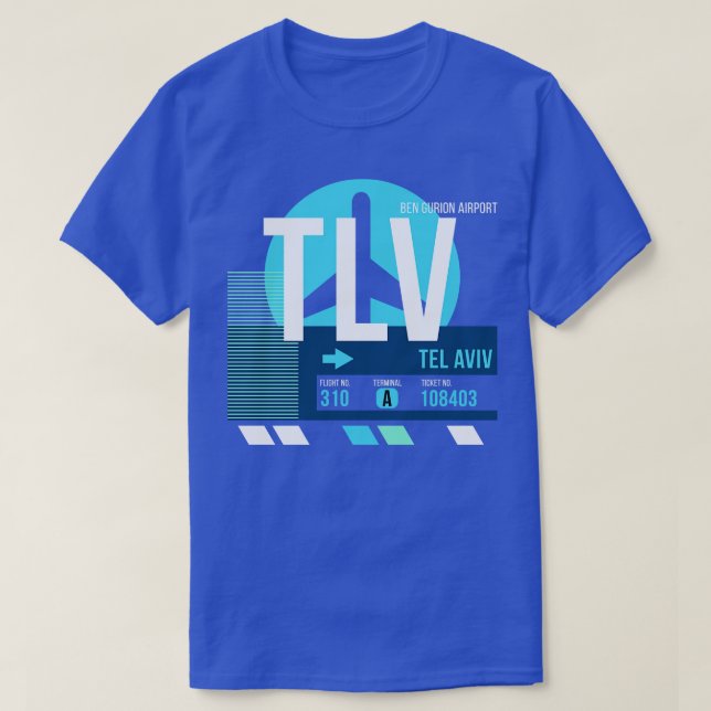 Camiseta Etiqueta de equipaje del código del aeropuerto TLV (Diseño del anverso)