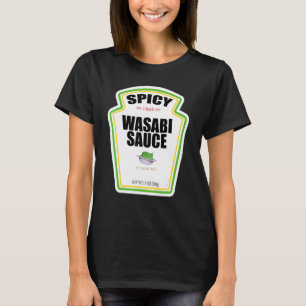 Camiseta Etiqueta de frasco de Salsa Wasabi Spicy Costum Ha