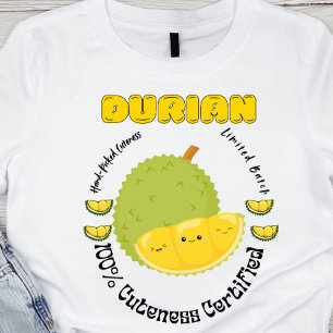 Camiseta Etiqueta de Fruta Durian Seleccionada a Mano