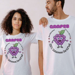 Camiseta Etiqueta de Fruta Vintage Uvas Recogidas a Mano 