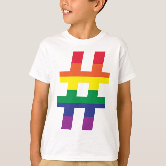 Camiseta Etiqueta de hash Bandera arco iris (Anverso)