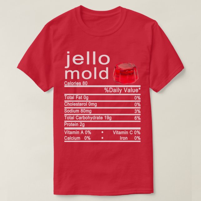Camiseta etiqueta de hechos de jello moold Nutrition (Diseño del anverso)