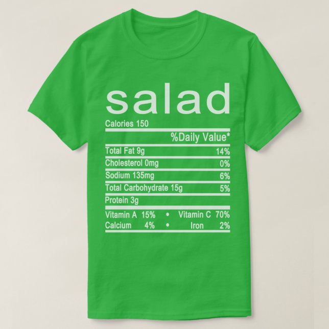 Camiseta etiqueta de Hechos de Nutrición de Ensalada (Diseño del anverso)