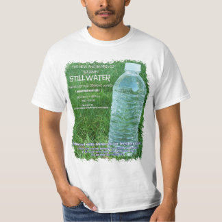 Camiseta etiqueta de la botella de agua de la parodia de la