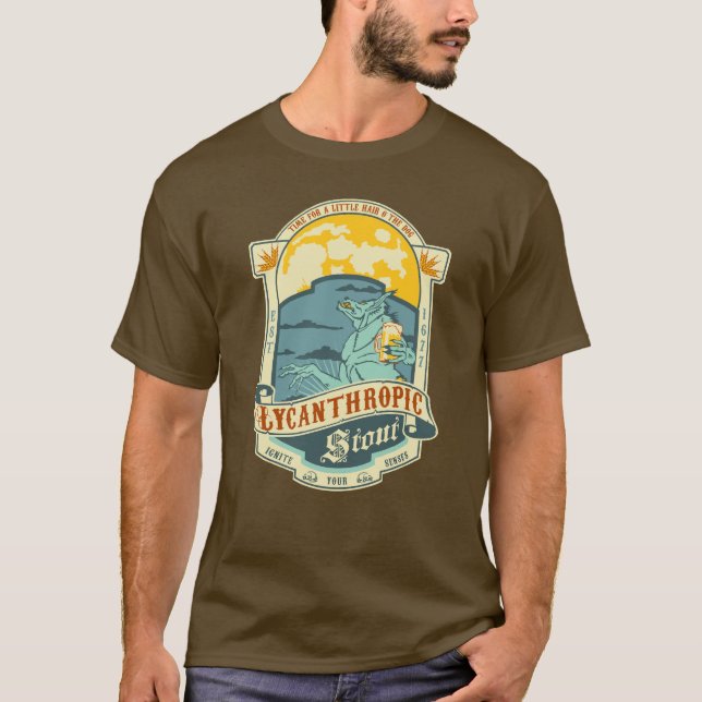 Camiseta Etiqueta de la botella del hombre lobo (Anverso)
