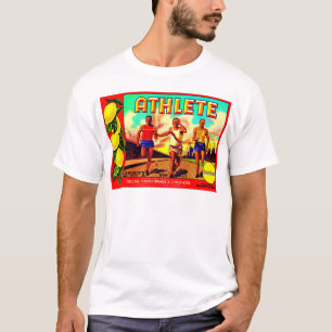 Camiseta Etiqueta de la caja de fruta atleta de los años 19
