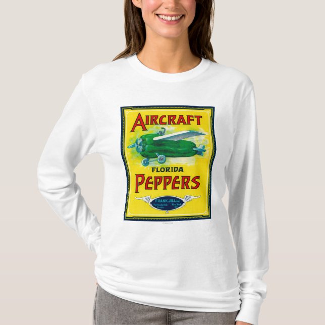Camiseta Etiqueta de la pimienta de los aviones (Anverso)
