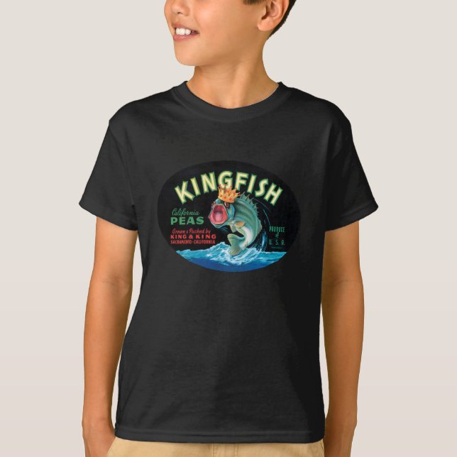 Camiseta Etiqueta de la tasa de guisantes de Kingfish vinta (Anverso)