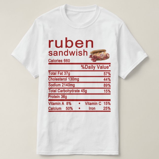 Camiseta Etiqueta de los hechos de nutrición (Diseño del anverso)
