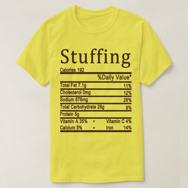 Camiseta Etiqueta de los hechos de nutrición (Diseño del anverso)
