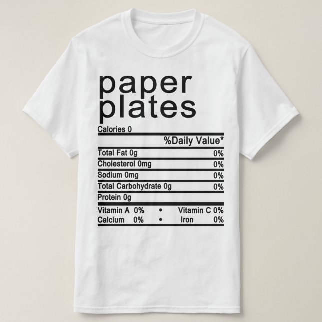 Camiseta Etiqueta de los hechos de nutrición (Diseño del anverso)
