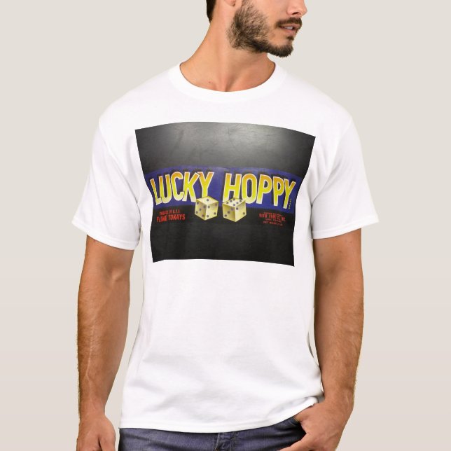 Camiseta Etiqueta de lúpulo afortunada (Anverso)