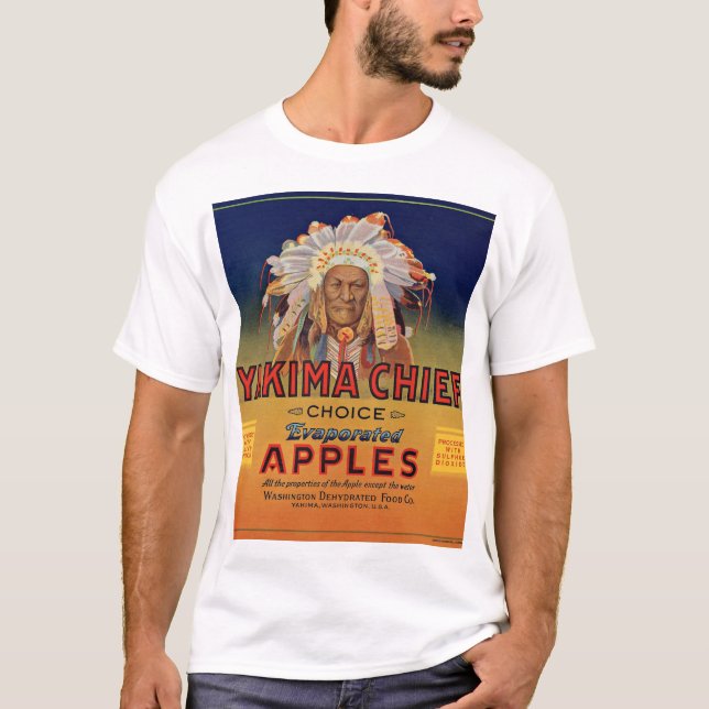 Camiseta Etiqueta de manzanas evaporadas del jefe de Yakima (Anverso)