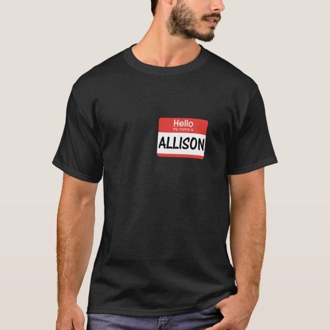 Camiseta Etiqueta de nombre de Allison para trabajo escolar (Anverso)