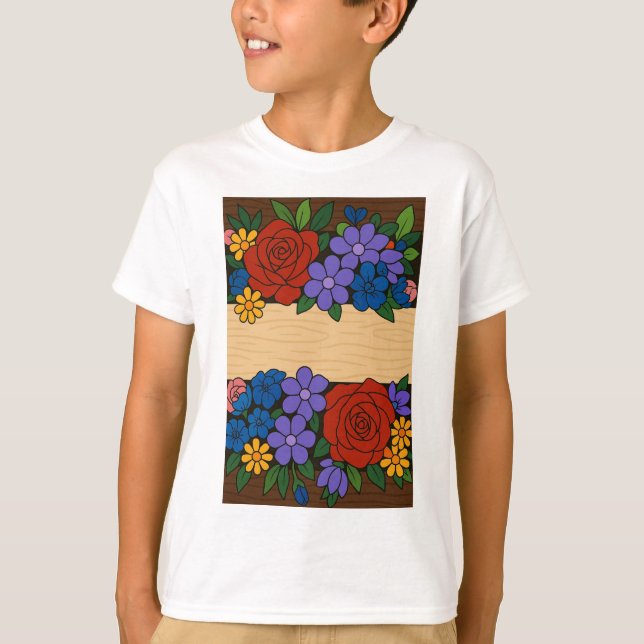 Camiseta Etiqueta de nombre de flor (Anverso)