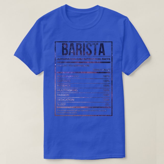 Camiseta Etiqueta de nutrición Barista Funny Baristas 1 (Diseño del anverso)