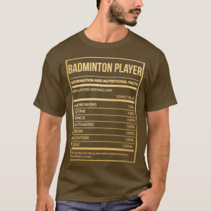 Camiseta Etiqueta de nutrición de Badminton Player divertid