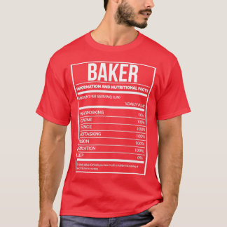 Camiseta Etiqueta de nutrición de Baker Funny Baking
