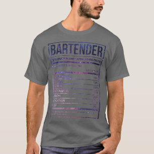 Camiseta Etiqueta de nutrición de bartender Funny Bartendin