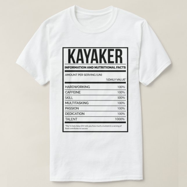 Camiseta Etiqueta de nutrición kayak divertida_818 (Diseño del anverso)