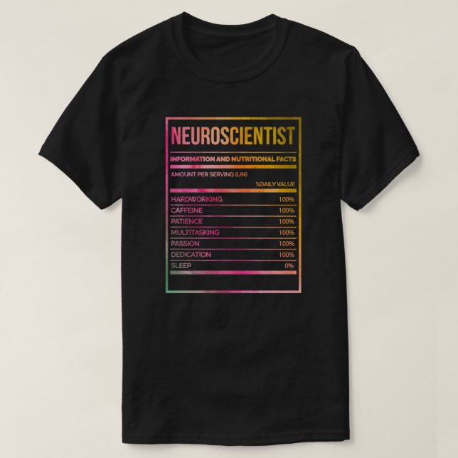 Camiseta Etiqueta de nutrición neurocientífica divertida (Diseño del anverso)