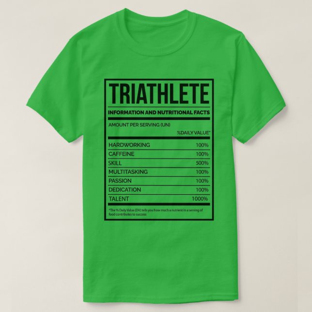 Camiseta Etiqueta de nutrición triatlón divertida 2 (Diseño del anverso)