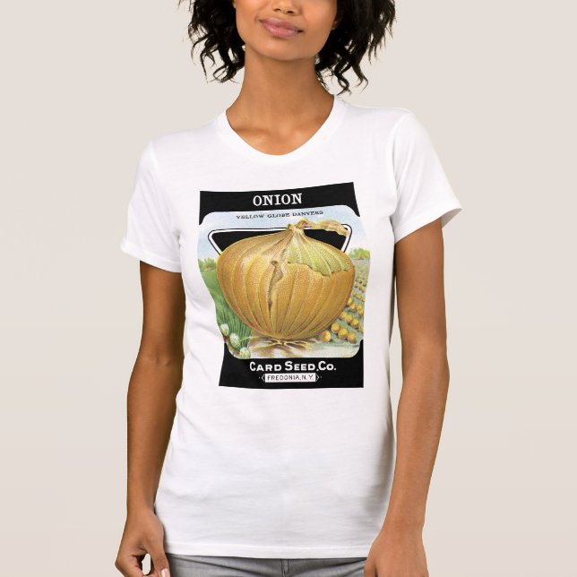 Camiseta Etiqueta de paquete de semilla de cebolla (Anverso)