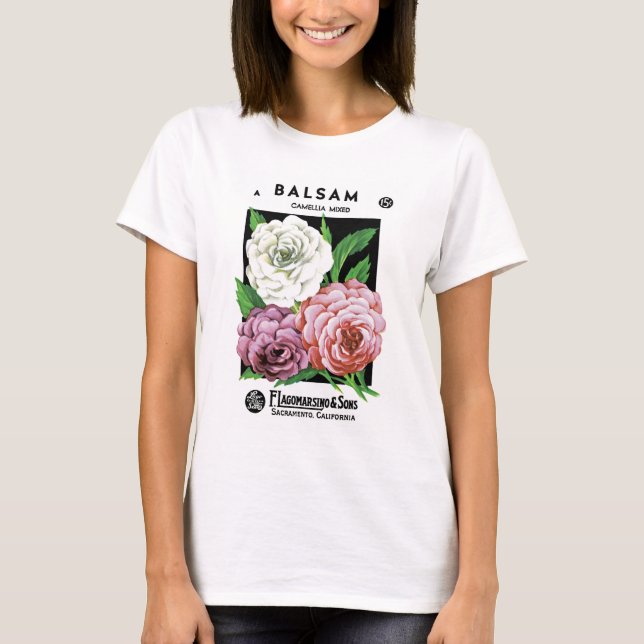 Camiseta Etiqueta de paquete de semillas de Balsam (Anverso)