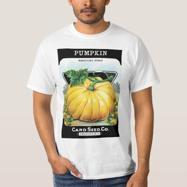 Camiseta Etiqueta de paquete de semillas de época, calabaza (Anverso)