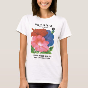 Camiseta Etiqueta de paquete de semillas de época, flores d