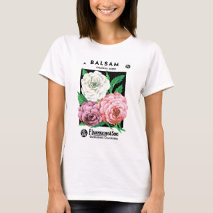 Camiseta Etiqueta de paquete de semillas de época, flores d