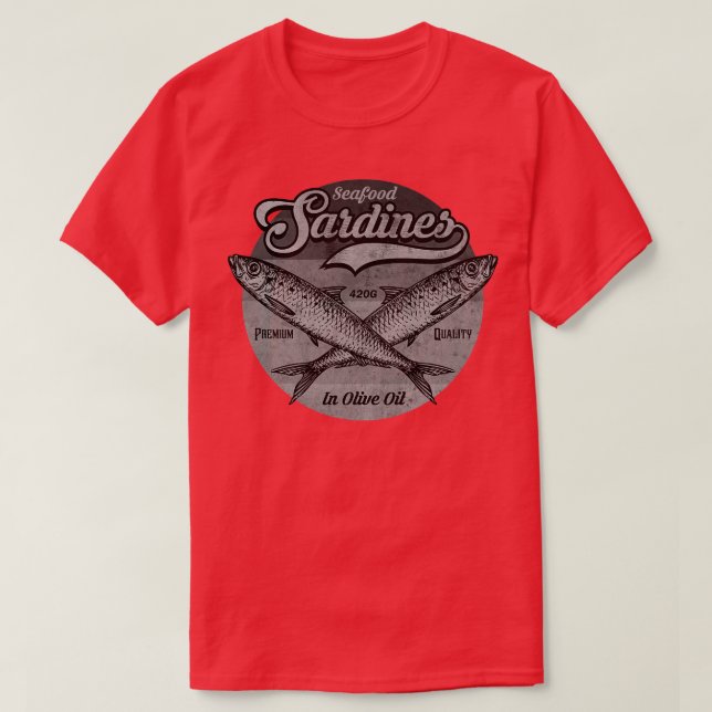 Camiseta Etiqueta de sardinas BW (Diseño del anverso)