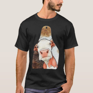 Camiseta Etiqueta de vaca Cuero de vaca Granja de animales