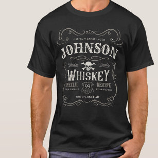 Camiseta Etiqueta de Whiskey antigua barra de licor de époc