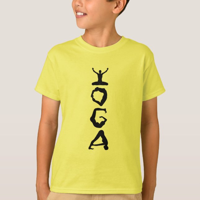 Camiseta Etiqueta de yoga siluetas negras (Anverso)