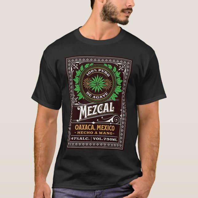 Camiseta Etiqueta del frasco mezcal (Anverso)